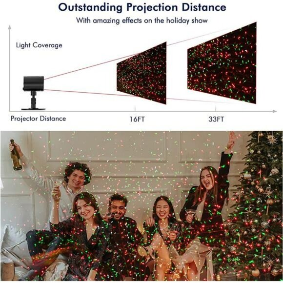 Christmas Projector Lights Outdoor, Elsture Red and Green Star Show Projection - Picture 6 of 6